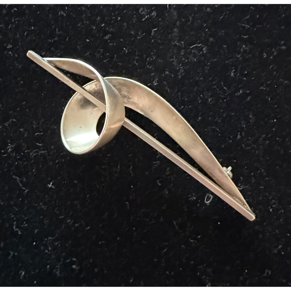 Sterling Silver Modernist Pin Signed EMR Handmade Atomic